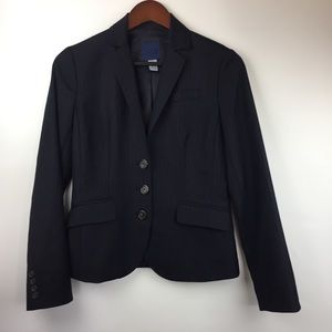 J Crew Womens 4 Blazer Navy Blue Pinstripe Wool